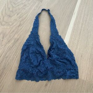 Victorias Secret Pink Sexy Bralette Bra Halter Top Lace Navy Blue XS Small 32B